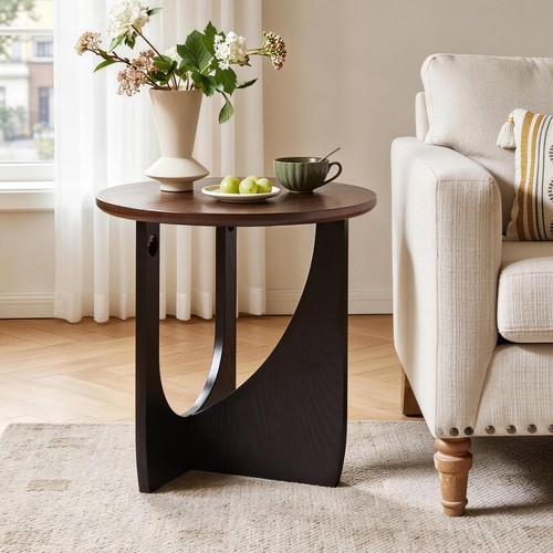 Solid wood round side table - wood,